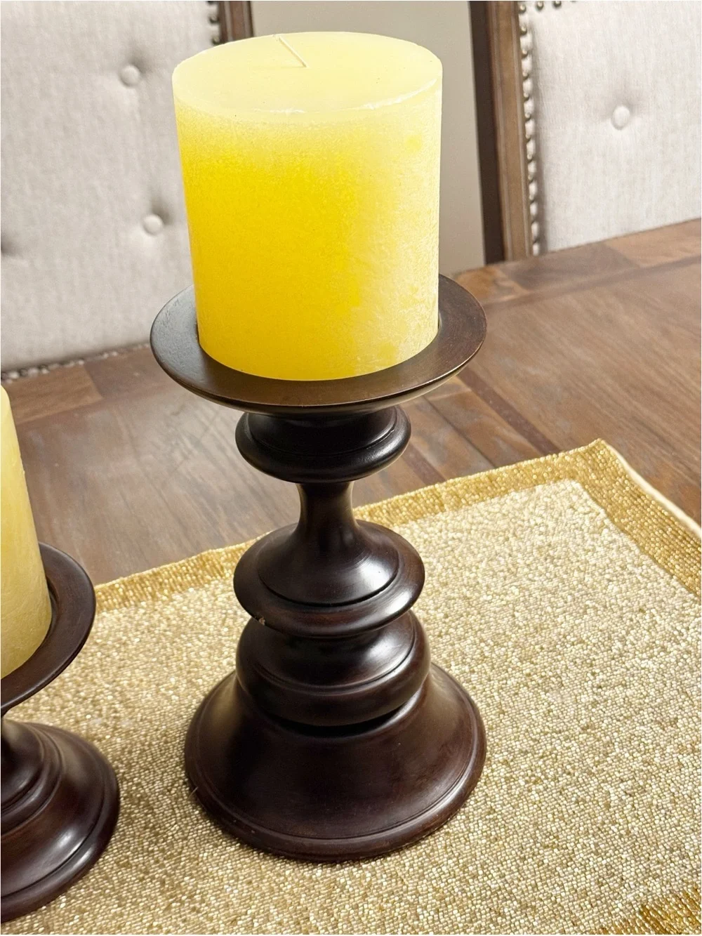🕯️ Pottery Barn Turned Wood Pillar Candle Holders – Set of 2 - Picture 2 of 6